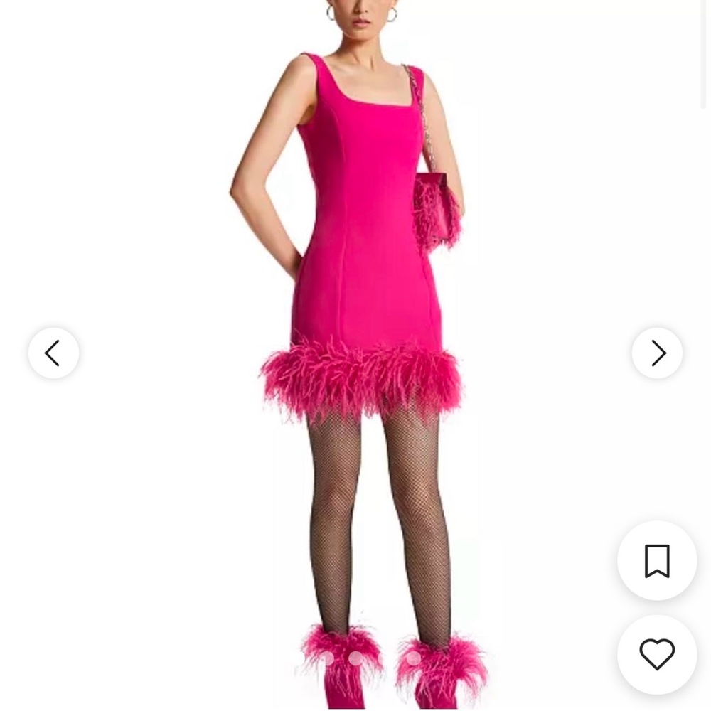 Michael Kors Pink Mini Fur Trim Mini Crepe Dress